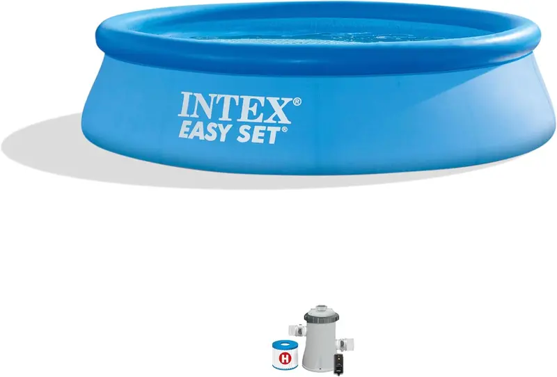10-Foot Round Inflatable Pool – 1018-Gallon Capacity, 23" Depth, Includes 530 GPH Filter Pump for Family Summer Fun
