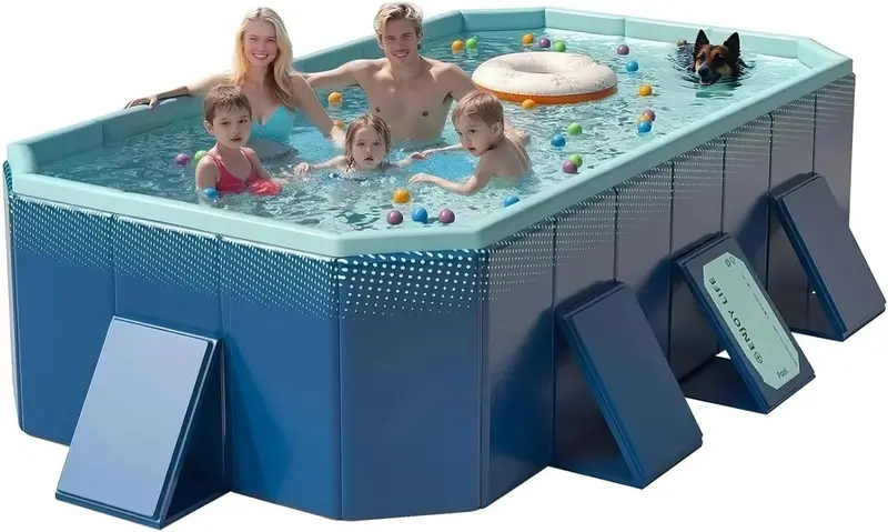 114-Inch Foldable Above-Ground Family Swimming Pool – Heavy-Duty PVC Backyard Pool for Adults and Children (114" × 70" × 20") 2