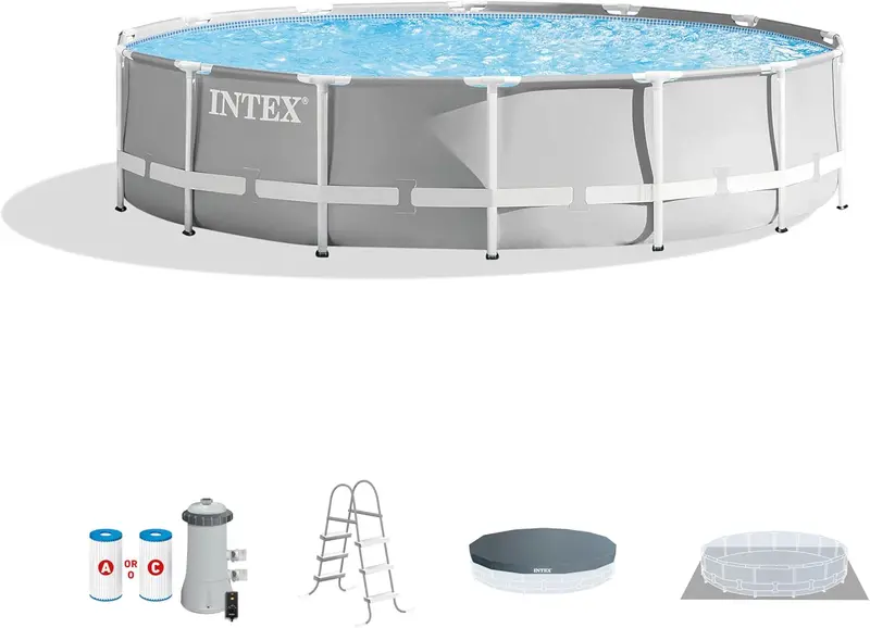 15-Foot by 42-Inch Above-Ground Pool Kit – Complete Frame Pool System with Built-In Filtration for Backyard Installation