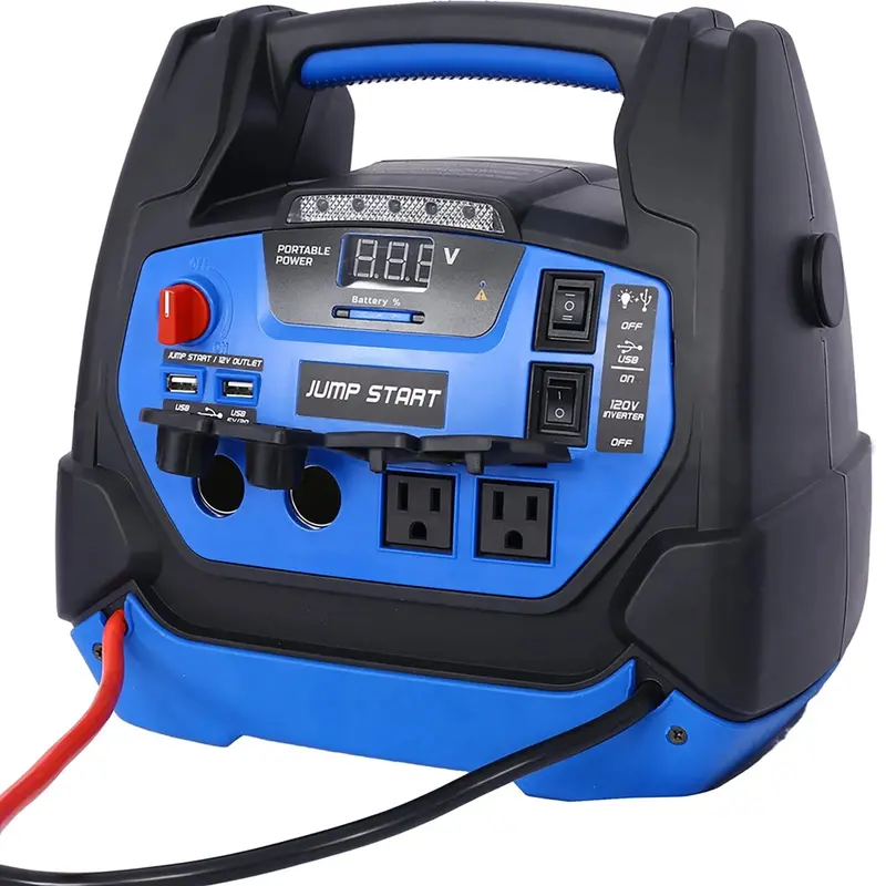 1800A Portable Jump Starter with Integrated Air Compressor: Heavy-Duty Battery Booster for Gas and Diesel Vehicles