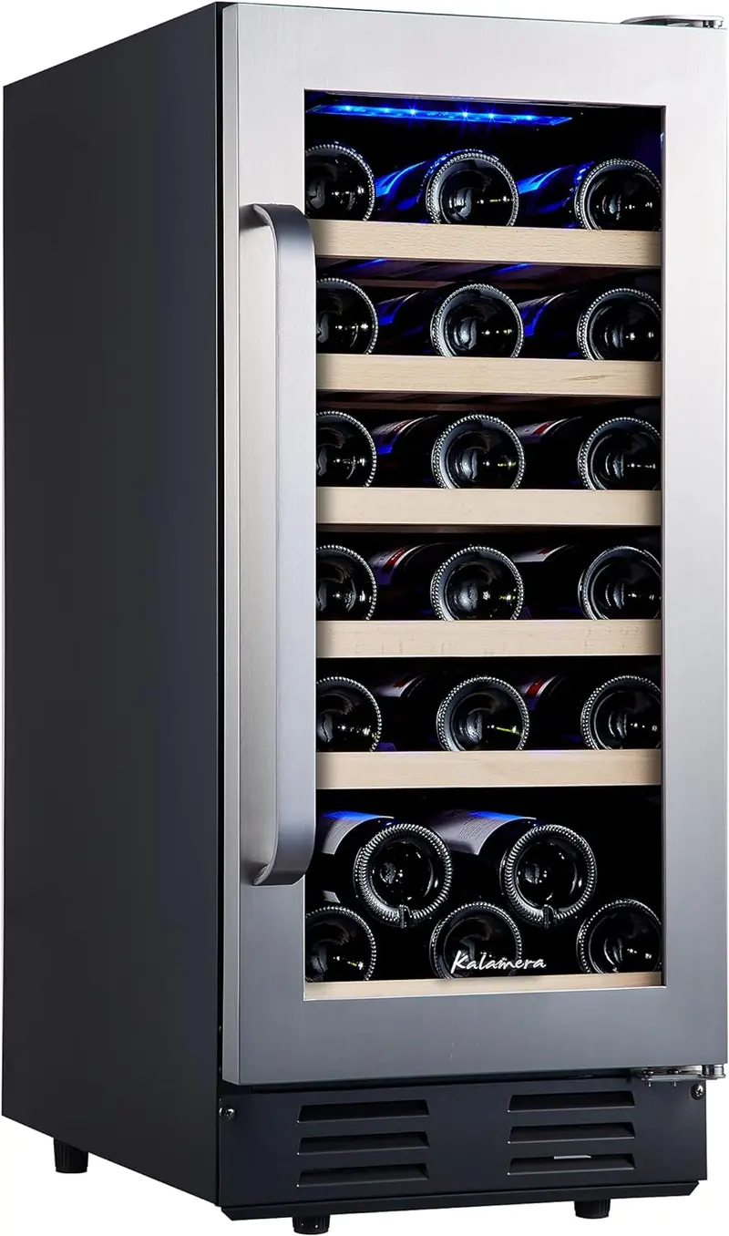 24-Inch Dual-Zone Wine Cooler – 46-Bottle Stainless Steel Refrigerator, Built-In or Freestanding, Reversible Glass Door