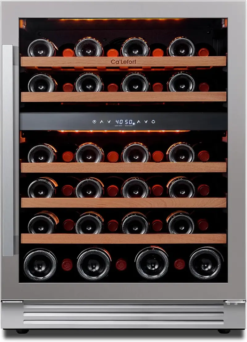 24" Smart Dual-Zone Wine Fridge – 46-Bottle Capacity, Precise 40°F–65°F Digital Control, Quiet Operation for Kitchen or Office Use