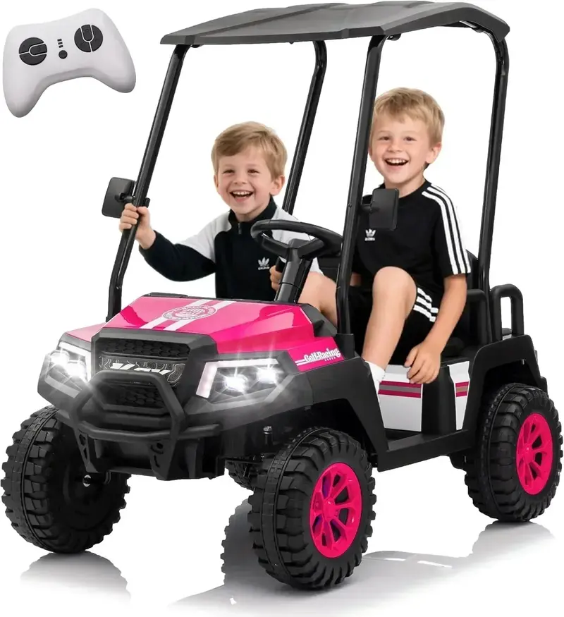 24V Youth Golf Cart with Remote Control, Adjustable Awning & Enhanced Suspension