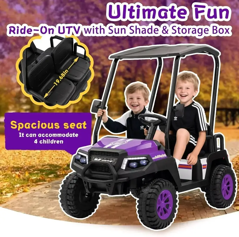 24V Youth Golf Cart with Remote Control, Adjustable Awning & Enhanced Suspension 2
