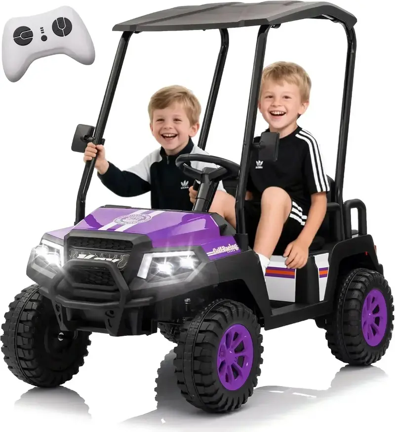 24V Youth Golf Cart with Remote Control, Adjustable Awning & Enhanced Suspension