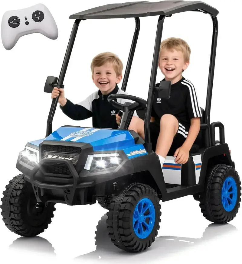 24V Youth Golf Cart with Remote Control, Adjustable Awning & Enhanced Suspension