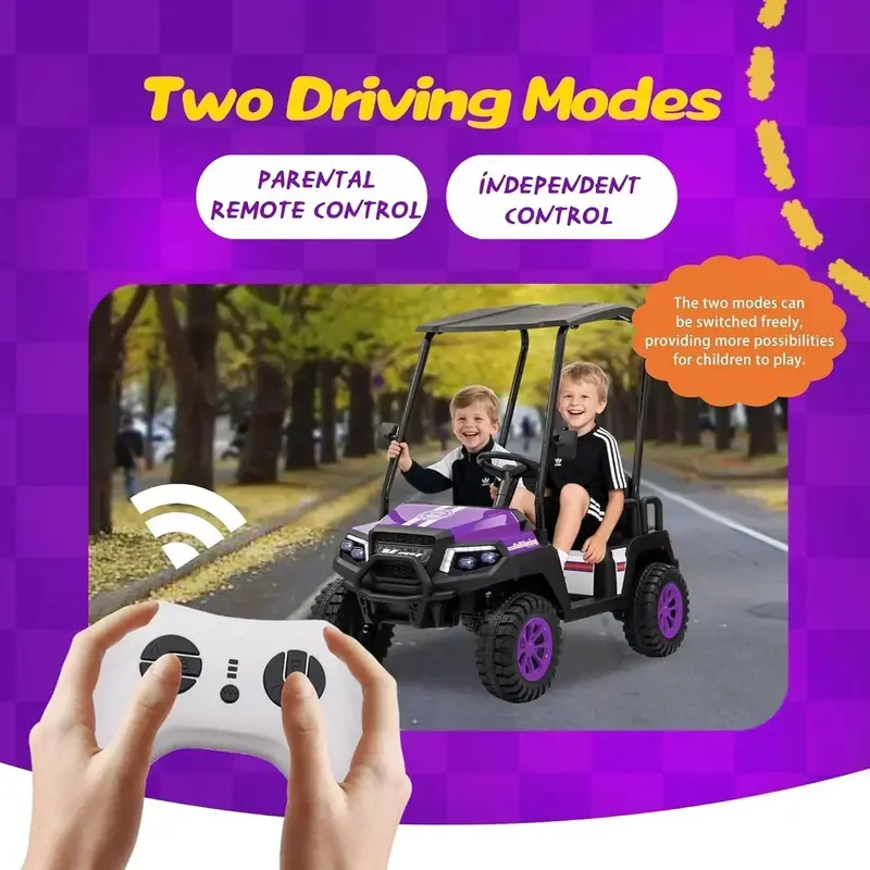 24V Youth Golf Cart with Remote Control, Adjustable Awning & Enhanced Suspension