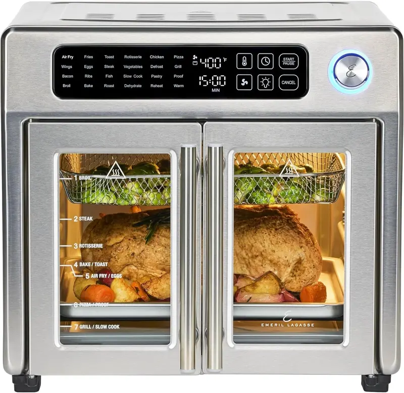 26-Quart Stainless Steel Air Fryer Oven Combo – 25 One-Touch Presets, Digital Touch Interface, and Seven Included Accessories