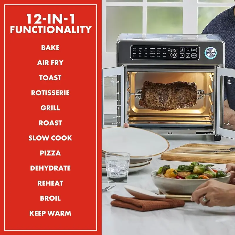 26-Quart Stainless Steel Air Fryer Oven Combo – 25 One-Touch Presets, Digital Touch Interface, and Seven Included Accessories 2