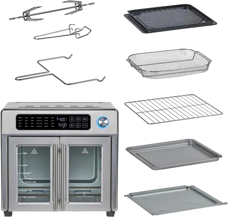 26-Quart Stainless Steel Air Fryer Oven Combo – 25 One-Touch Presets, Digital Touch Interface, and Seven Included Accessories