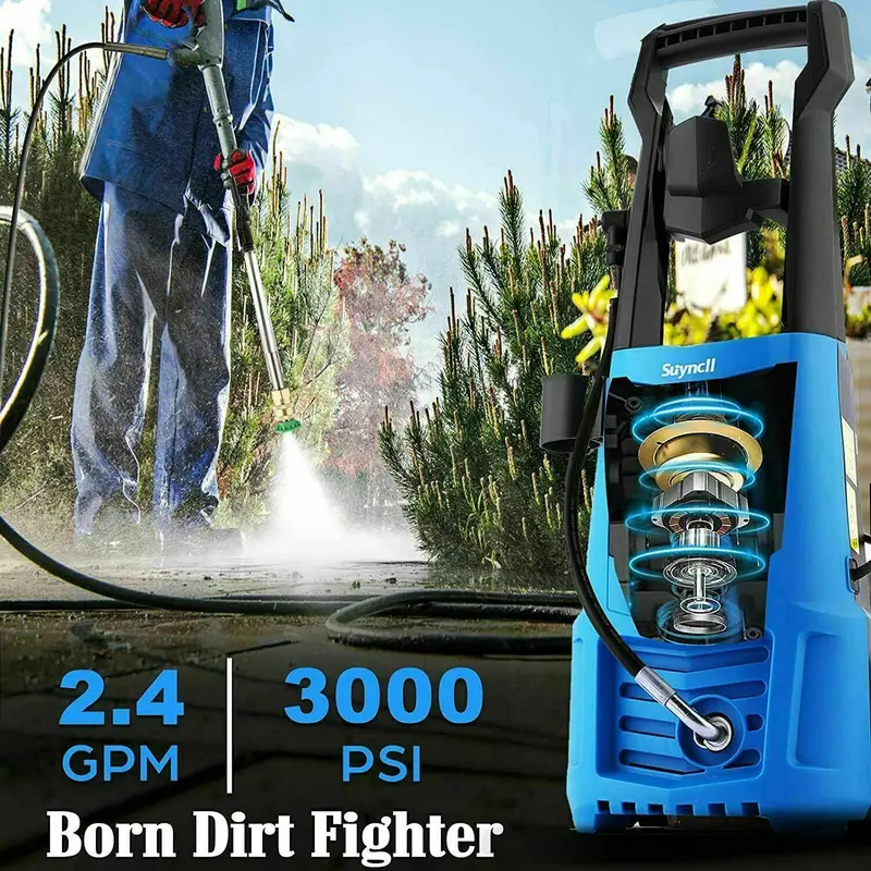3000 PSI Electric Pressure Washer by Suyncll – 2.4 GPM High-Efficiency Cleaning System