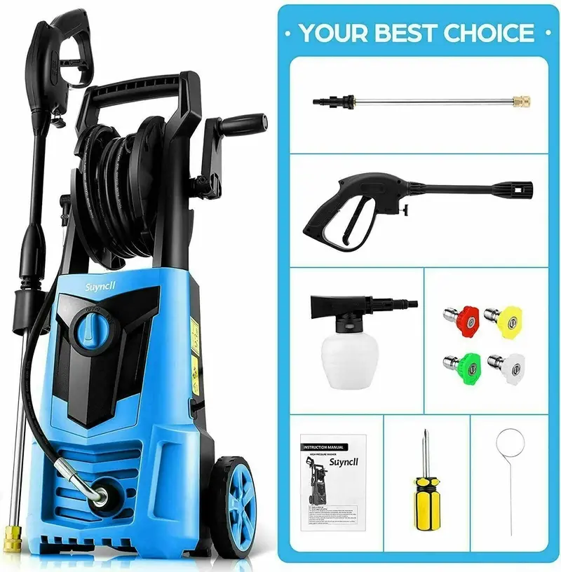 3000 PSI Electric Pressure Washer by Suyncll – 2.4 GPM High-Efficiency Cleaning System