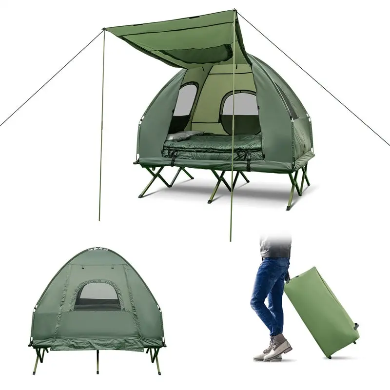 5-in-1 Portable Camping System: 2-Person Tent, Air Mattress, Sleeping Bag, Sunshade & Carry Bag 2