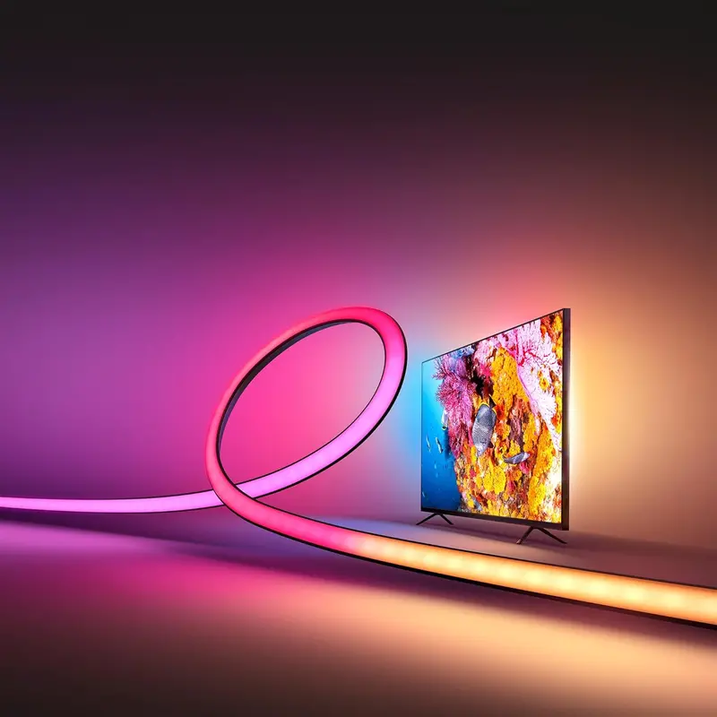 65-Inch Smart RGB LED TV Backlight Strip with Music Sync, Flowing Color Modes, and Low-Latency Game Mode