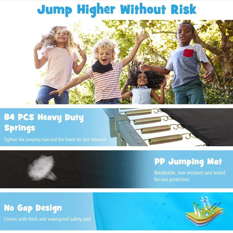 8 x 14 FT ASTM-Compliant Rectangular Trampoline Set – Reinforced Frame with Full-Safety Enclosure, Ladder, and Weather-Resistant Mat
