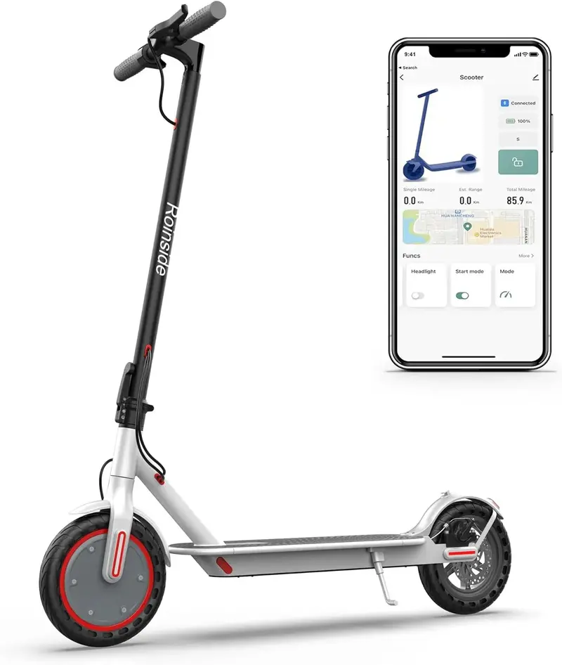 Adult Foldable Electric Scooter – 350W Motor, 19 MPH Max Speed, 21–23 Mile Range, 8.5" Solid Tires, Dual Braking System & Smartphone App Connectivity
