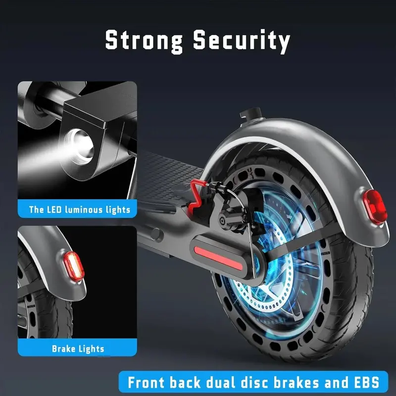 Adult Foldable Electric Scooter – 350W Motor, 19 MPH Max Speed, 21–23 Mile Range, 8.5" Solid Tires, Dual Braking System & Smartphone App Connectivity