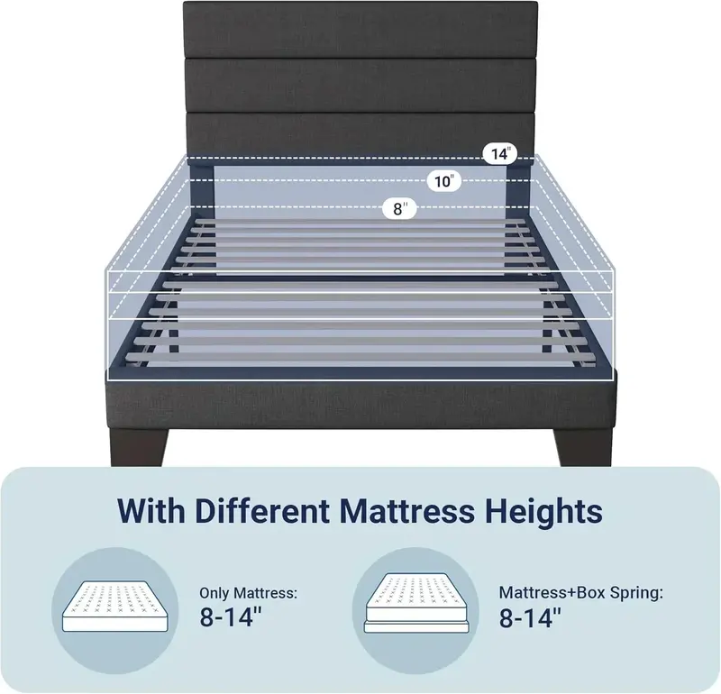 Allewie King-Size Platform Bed Frame – Velvet-Upholstered Headboard with Reinforced Solid Wood Slats