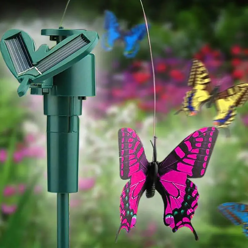 Animated Solar Garden Ornament – Dancing Hummingbird and Butterfly Sculpture