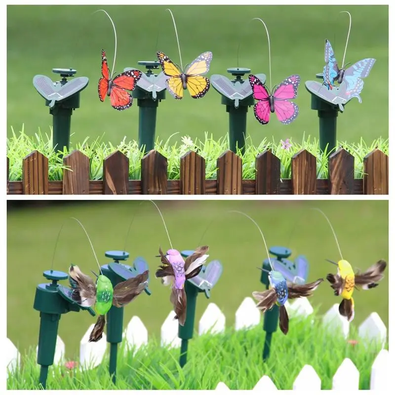 Animated Solar Garden Ornament – Dancing Hummingbird and Butterfly Sculpture