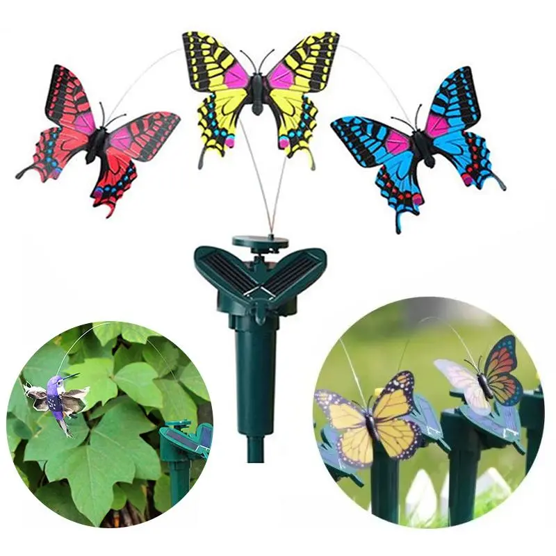 Animated Solar Garden Ornament – Dancing Hummingbird and Butterfly Sculpture