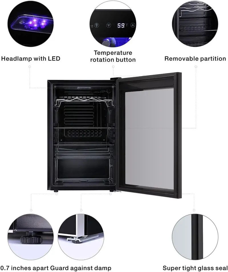 Antarctic Star 36-Bottle Freestanding Wine Cooler – 4.4 Cu. Ft Beverage Refrigerator Featuring Quiet Compressor and Adjustable Temperature Control