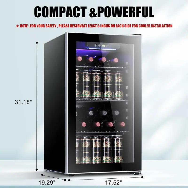 Antarctic Star Dual-Zone Wine and Beverage Cooler – 26-Bottle Capacity with 130-Can Refrigeration & Mini Cellar Aesthetics