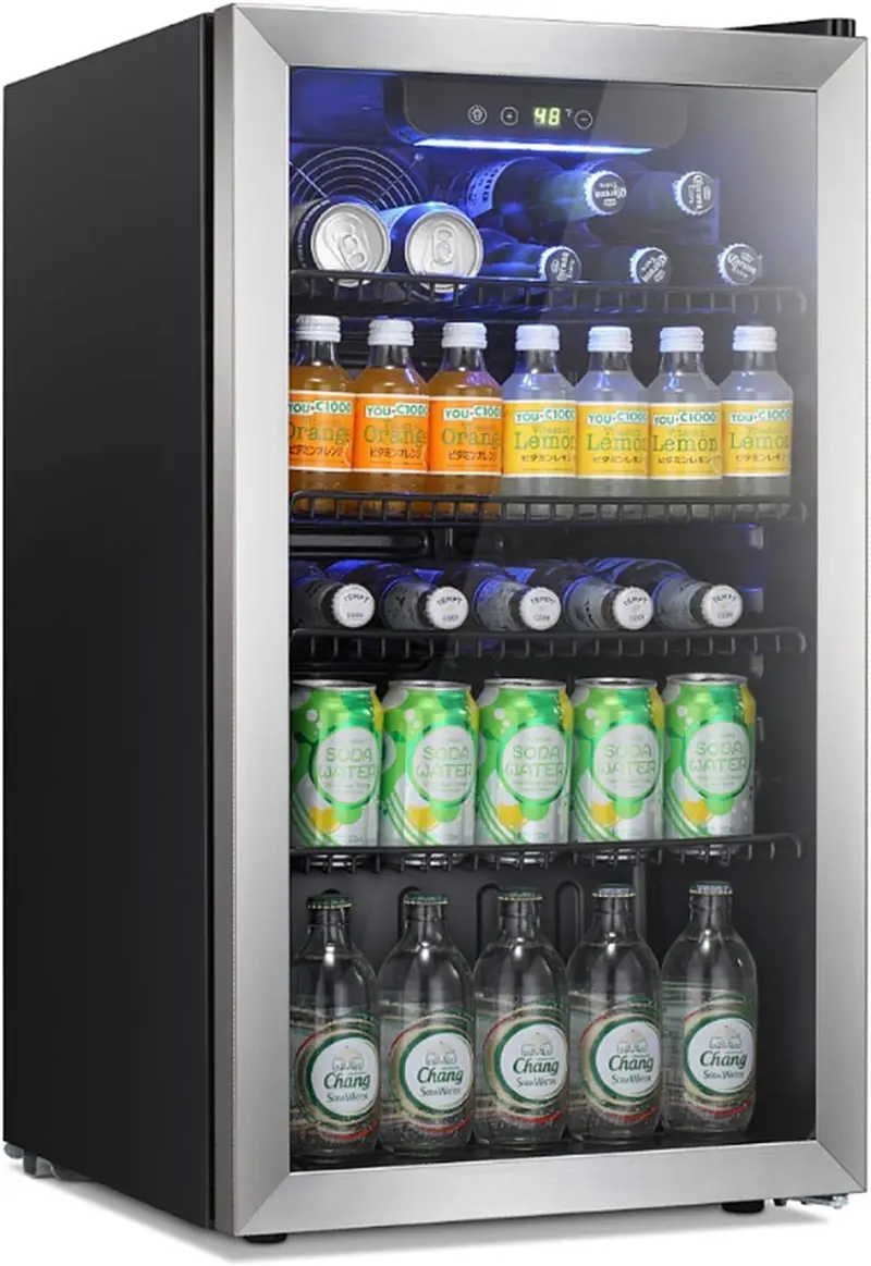 Antarctic Star Freestanding 68-Can Beverage Cooler with Tempered Glass Door and Digital Temperature Control
