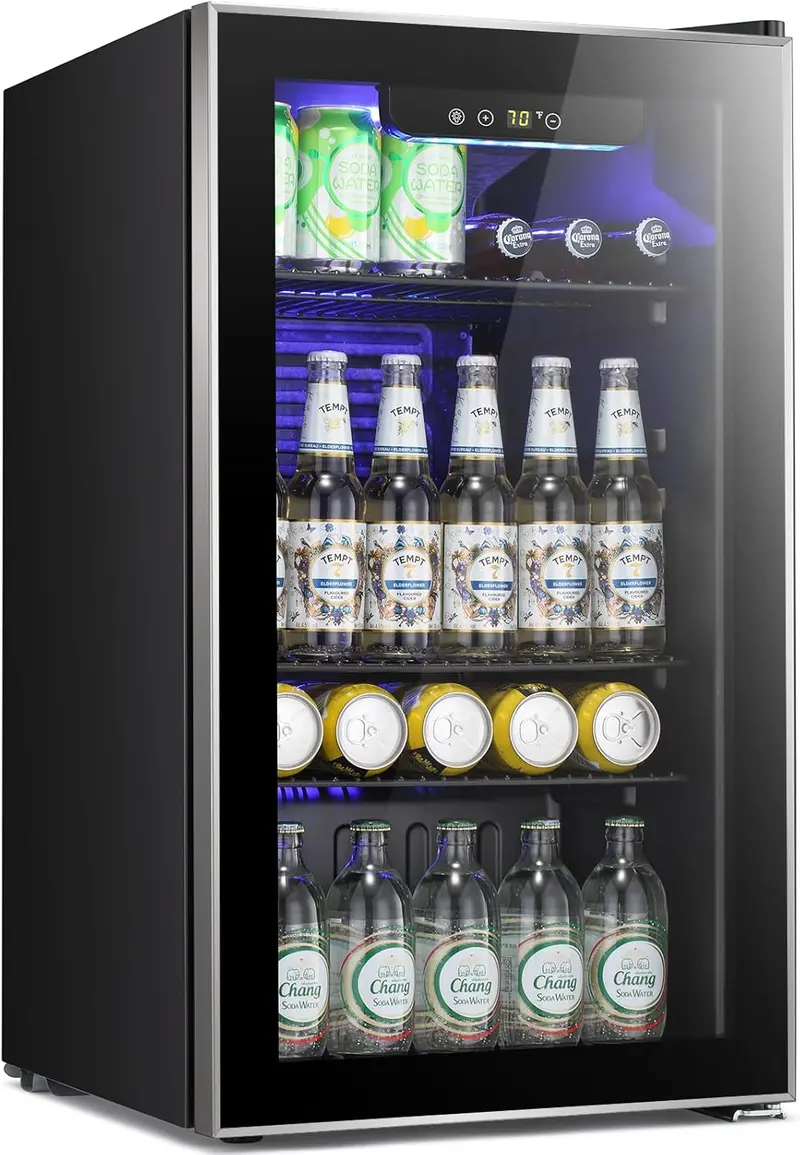 Antarctic Star Freestanding 68-Can Beverage Cooler with Tempered Glass Door and Digital Temperature Control
