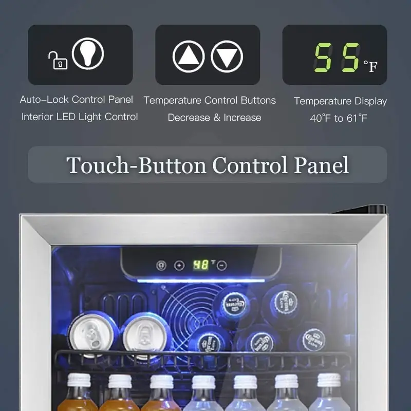 Antarctic Star Freestanding 68-Can Beverage Cooler with Tempered Glass Door and Digital Temperature Control
