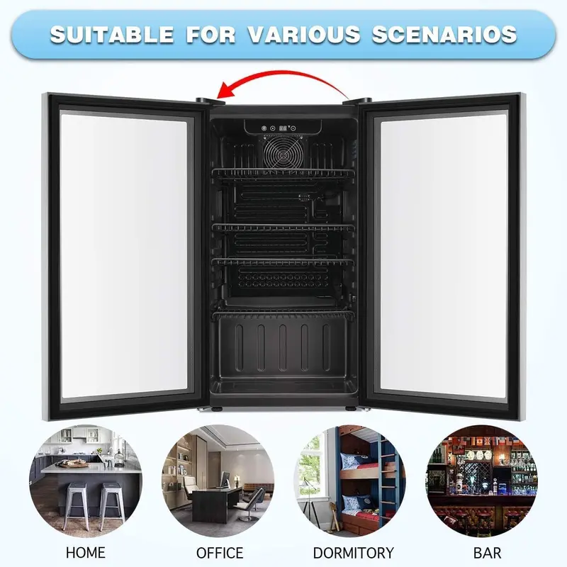 Antarctic Star Freestanding 68-Can Beverage Cooler with Tempered Glass Door and Digital Temperature Control
