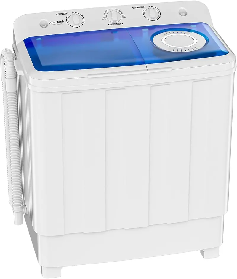 Auertech 28-Lb Twin-Tub Mini Washing Machine – Lightweight Portable Washer with Drain Pump, Optimized for Dorms, Apartments, and RV Use