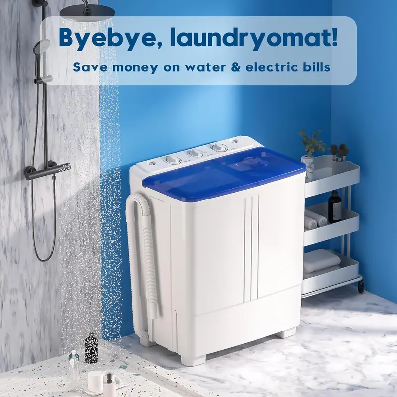 Auertech 28-Lb Twin-Tub Mini Washing Machine – Lightweight Portable Washer with Drain Pump, Optimized for Dorms, Apartments, and RV Use