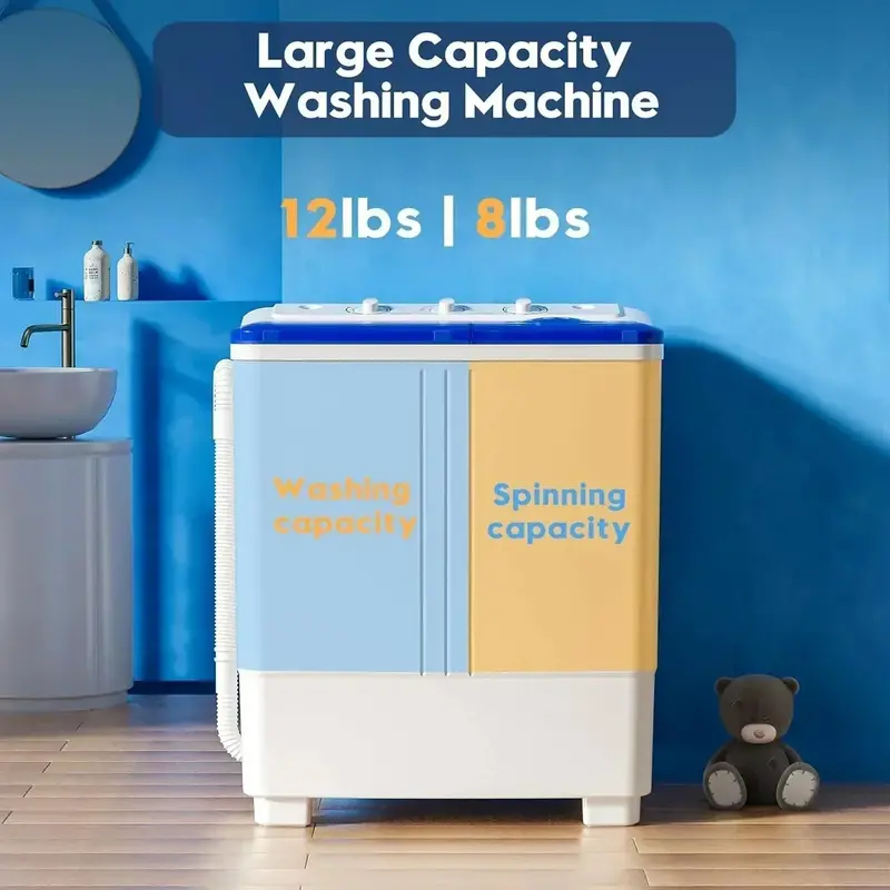Auertech 28 lb Twin-Tub Portable Washer Ideal for Apartments, Dorms, and RV Living