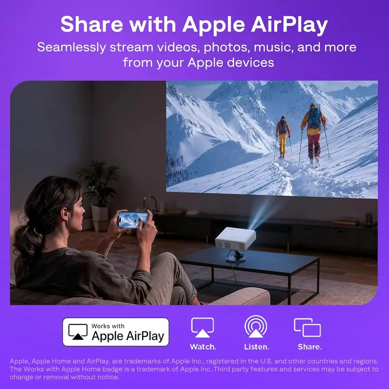 Aurzen Roku TV Smart Projector — Integrated Roku OS, Instant Streaming, and Full Wireless Connectivity