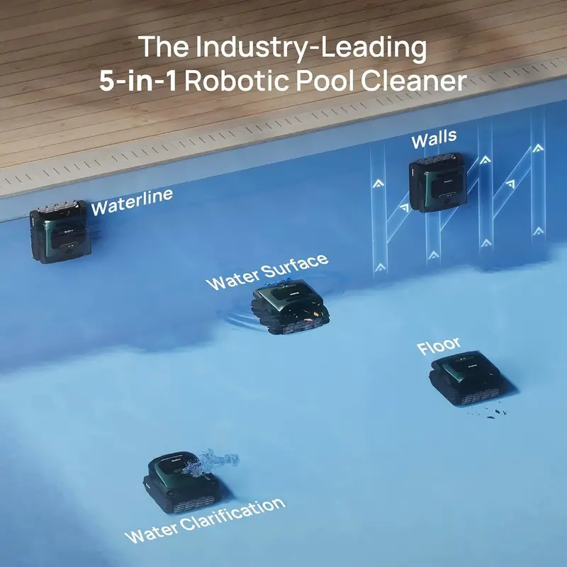 Beatbot AquaSense 2 Pro Smart Robotic Pool Cleaner – 5-Function Automation with App Control, Surface Skimming & Water Clarity Enhancement (Emerald Green) 2