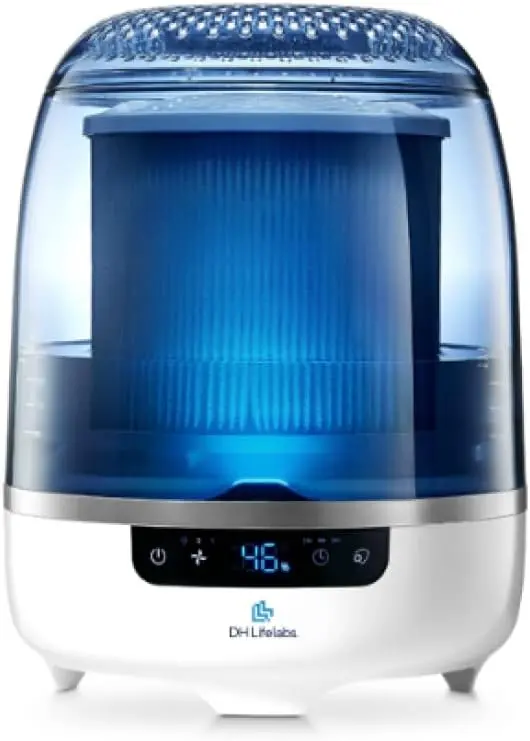 Bedroom Evaporative Humidifier with Air Purification – HOCL-Based Odor & Mildew Eliminator for Rooms up to 538 sq.ft 2