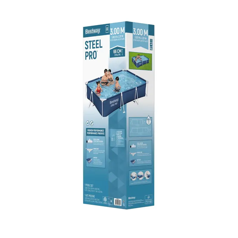 Bestway Rust-Resistant Above-Ground Pool with Built-In Filter Pump – Steel Frame Construction