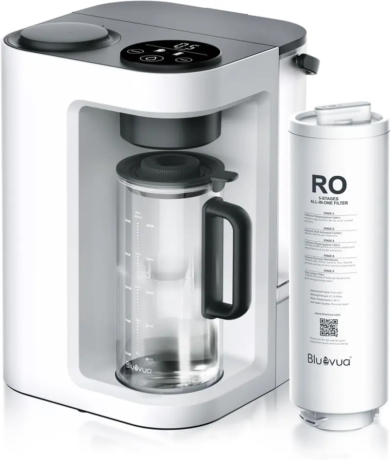 Bluevua RO100ROPOT-Lite(UV) Countertop Water Purifier – 7-Stage Filtration with UV Sterilization & Mineral Restoration