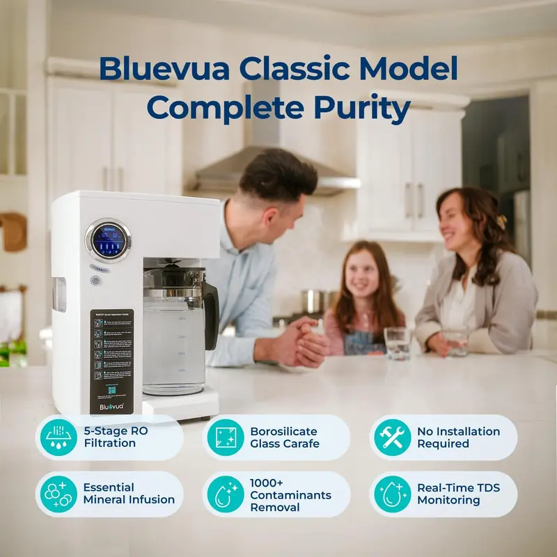Bluevua RO100ROPOT-UV Countertop Reverse Osmosis System – 6-Stage Purification with UV Sanitization & Remineralization