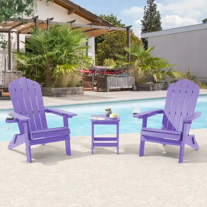 Bonosuki Swivel Adirondack Fire Pit Chairs – Foldable Dual-Seat Outdoor Set