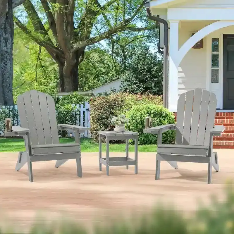 Bonosuki Swivel Adirondack Fire Pit Chairs – Foldable Dual-Seat Outdoor Set
