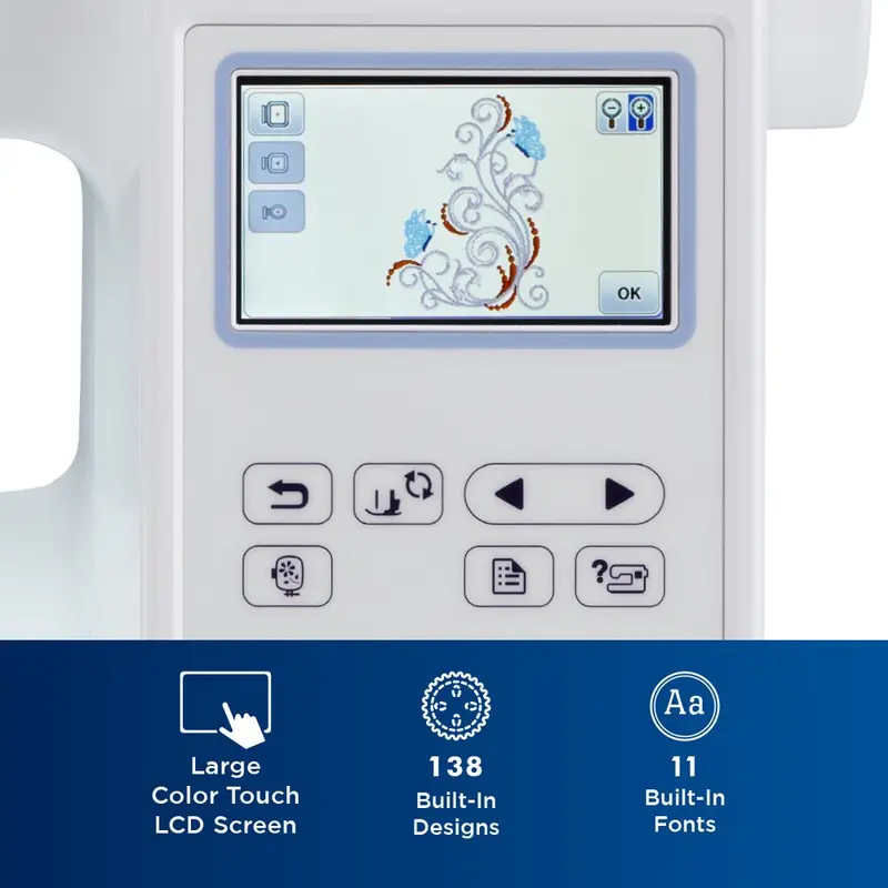 Brother PE800 Embroidery Machine – Computerized Design System with 5"×7" Hoop, 138 Built-in Patterns, USB Connectivity & LCD Screen
