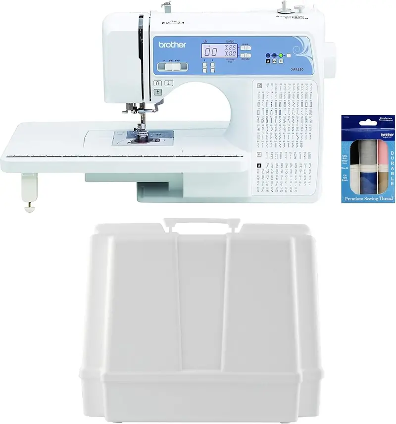 Brother Sewing and Quilting Machine – Computerized 165-Stitch Model with LCD Display, Extended Table & 8 Feet