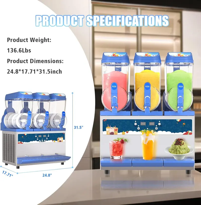 Commercial-Grade 30L Stainless Steel Slush Machine – 1000W Cooling System for Bars and Cafés 2