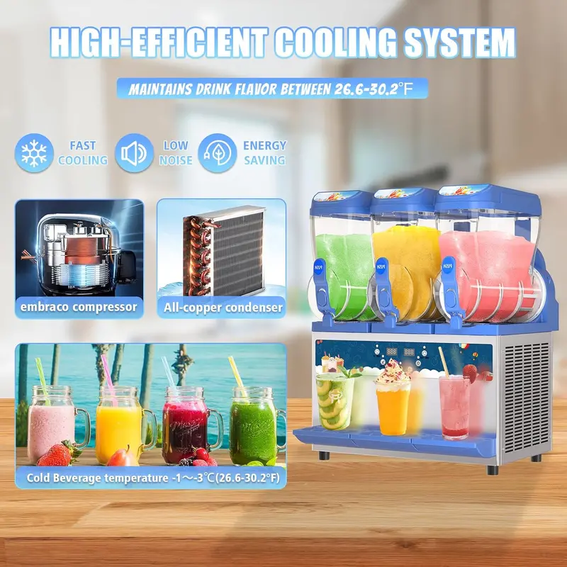 Commercial-Grade 30L Stainless Steel Slush Machine – 1000W Cooling System for Bars and Cafés