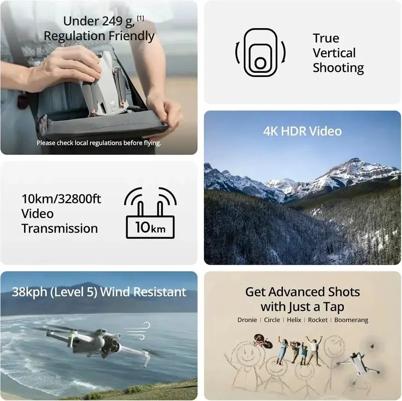 DJI Mini 3 Compact Drone – 4K Camera Quadcopter with 38-Minute Battery Life & High-Altitude Performance 2