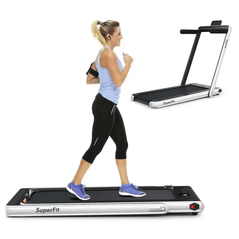 Dual-Screen Folding Treadmill – 2.25HP Under-Desk Walking and Light Running Machine with Smart App Integration and Remote Control