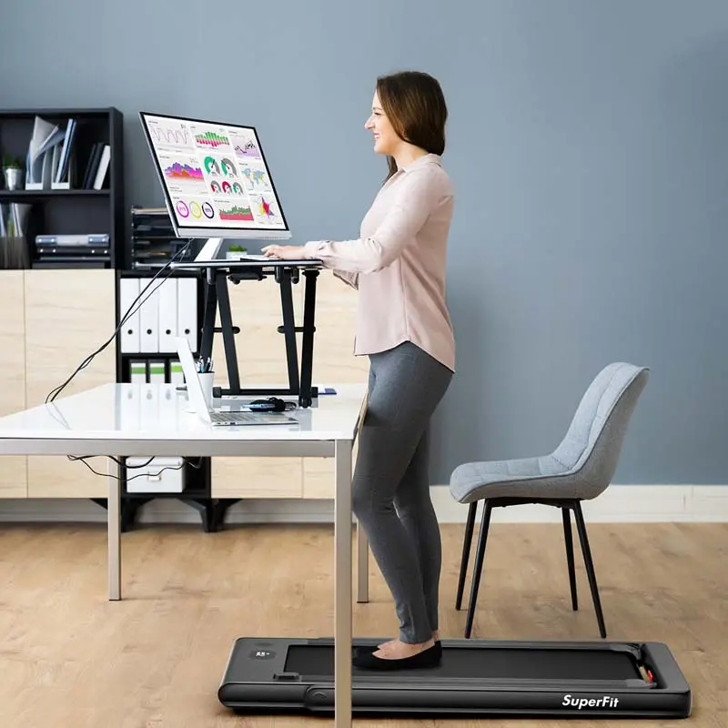Dual-Screen Folding Treadmill – 2.25HP Under-Desk Walking and Light Running Machine with Smart App Integration and Remote Control