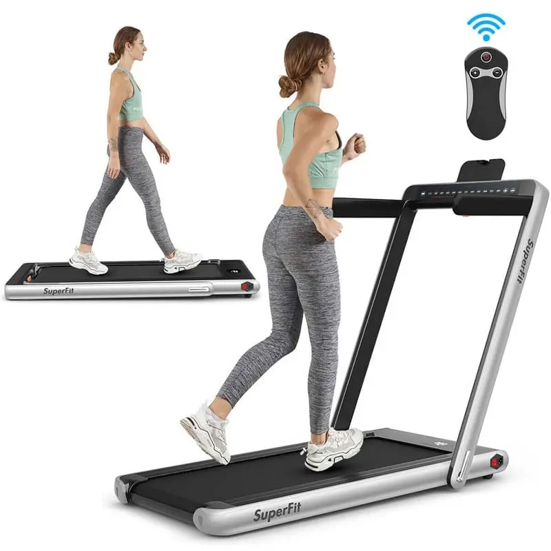 Dual-Screen Folding Treadmill – 2.25HP Under-Desk Walking and Light Running Machine with Smart App Integration and Remote Control